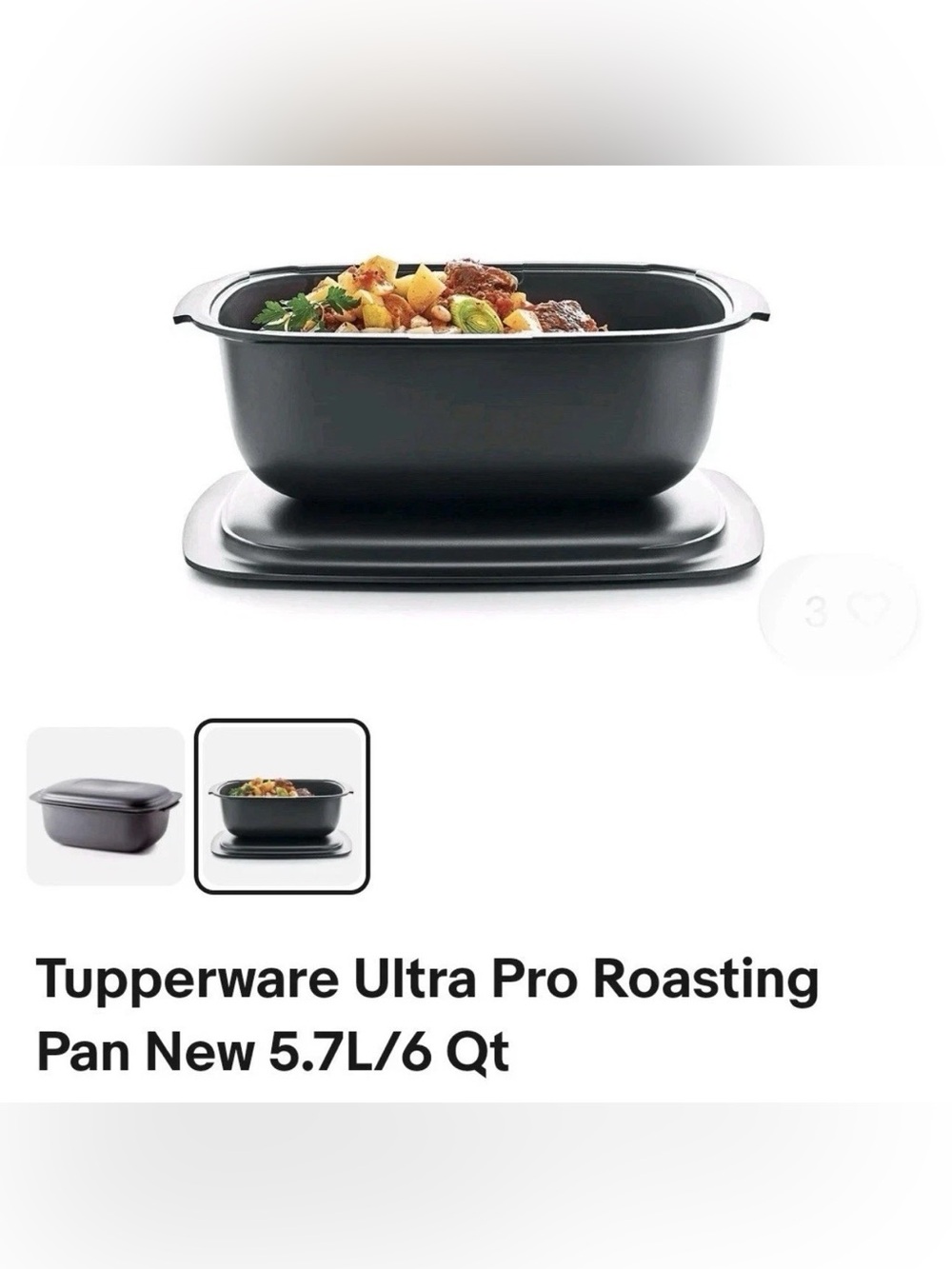 Tupperware UltraPro 6 Qt Roasting Pan Oven Microwave Turkey Ham Roast BPA Free